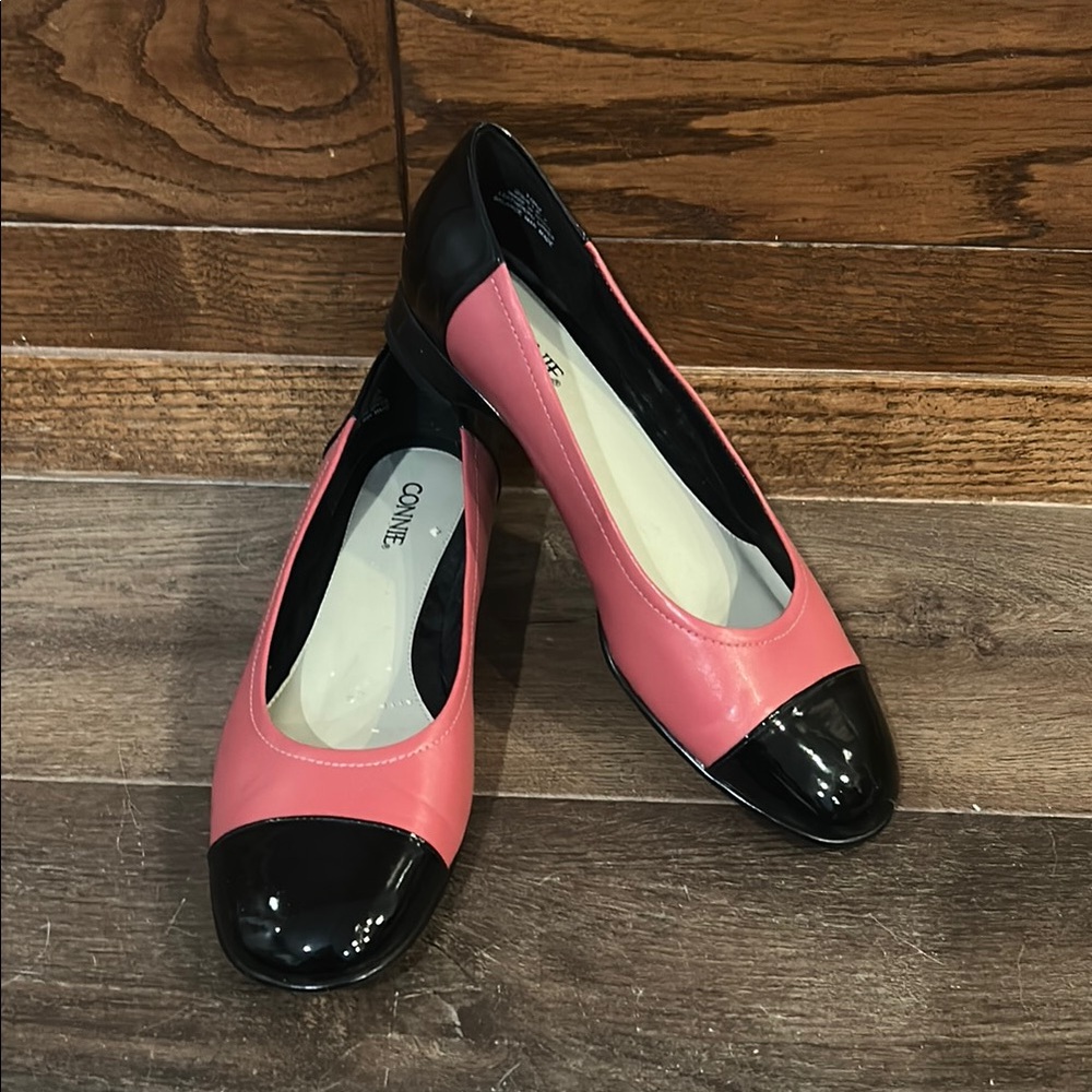 Pink and Black Women's Shoes leather